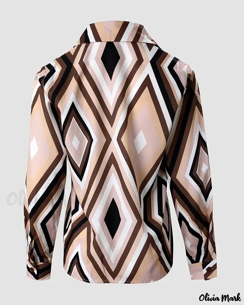 Deanwangkt - Diamond Print Long Sleeve Button Down Shirt - Deanwangkt