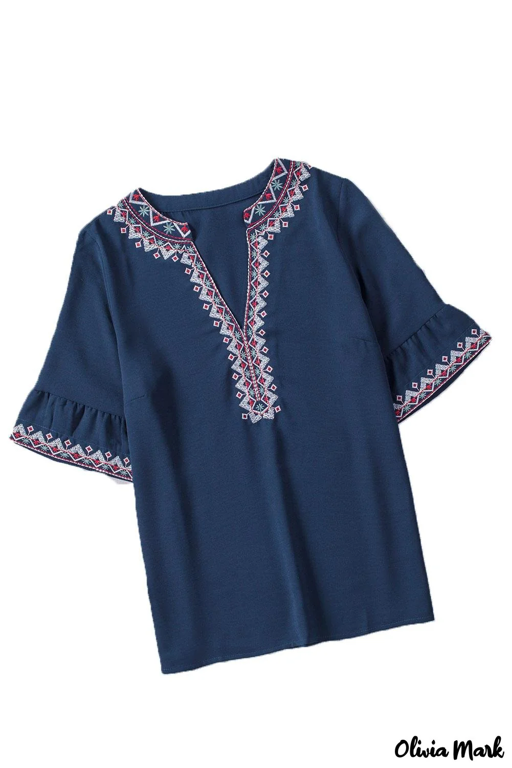 Deanwangkt - Green Bohemian Floral V-Neck Casual Blouse - Deanwangkt