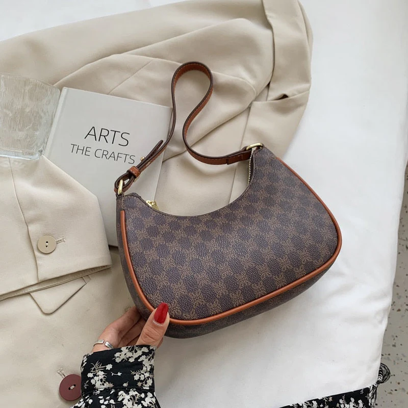 Back To College Deanwangkt Half-Moon Retro PU Leather Small Underarm S Handbag And Purses For Women Winter Fashion Trends Brand Shoulder Bag - Deanwangkt