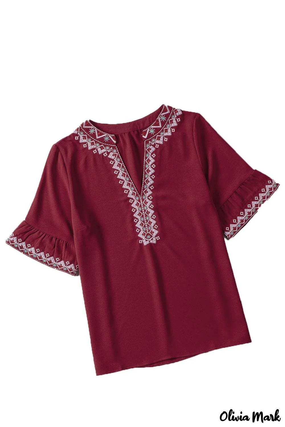 Deanwangkt - Green Bohemian Floral V-Neck Casual Blouse - Deanwangkt