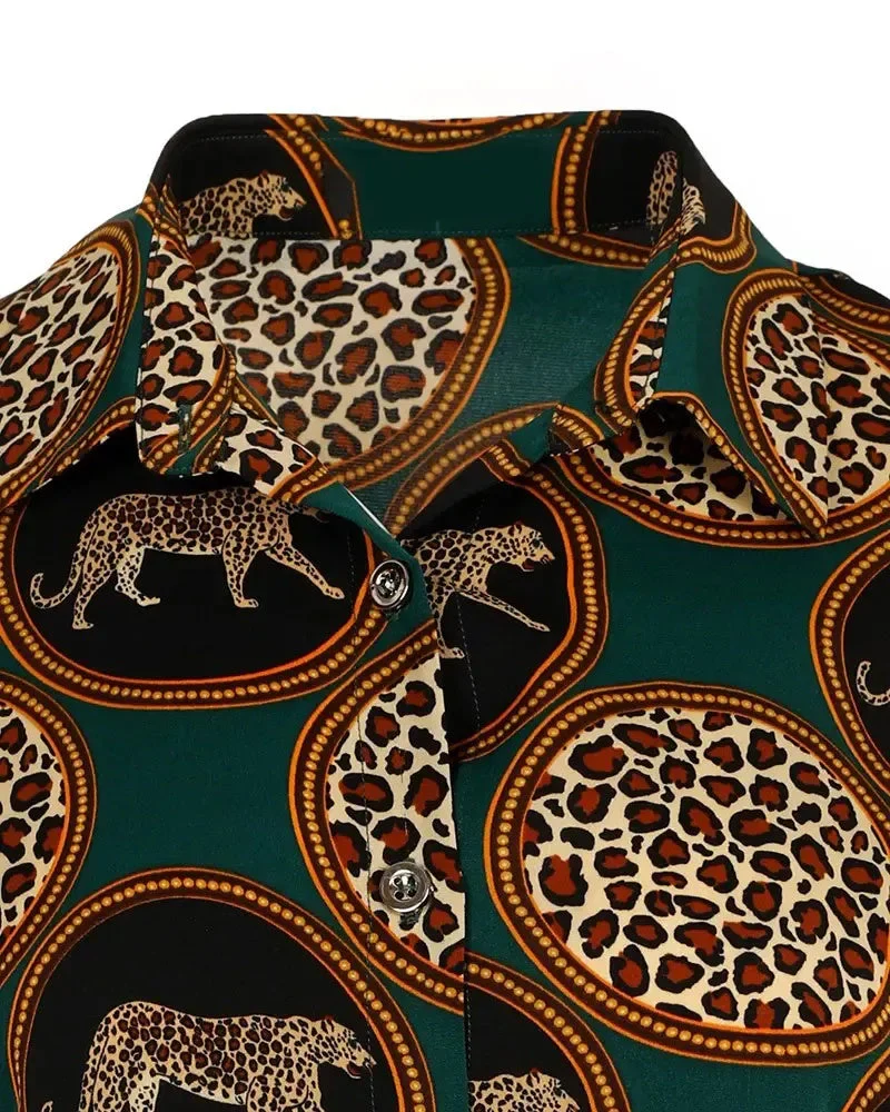 Deanwangkt - Leopard Print Button Down Long Sleeve Shirt - Deanwangkt