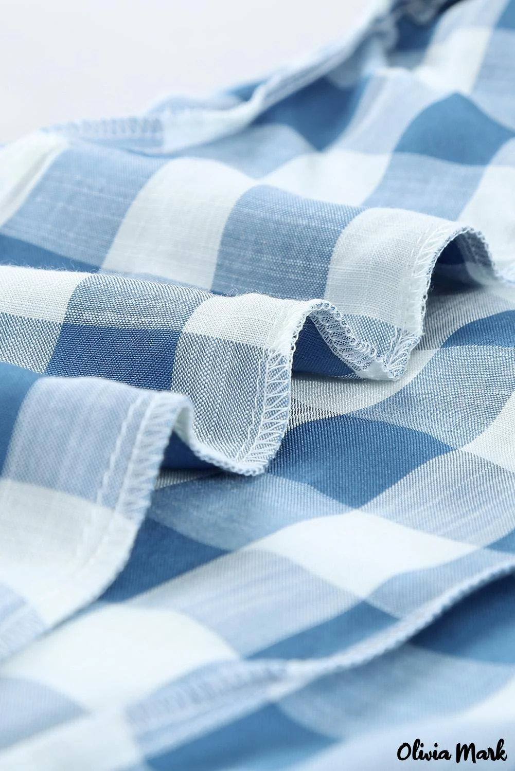 Deanwangkt - Sky blue checked ruffled button-down shirt - Deanwangkt