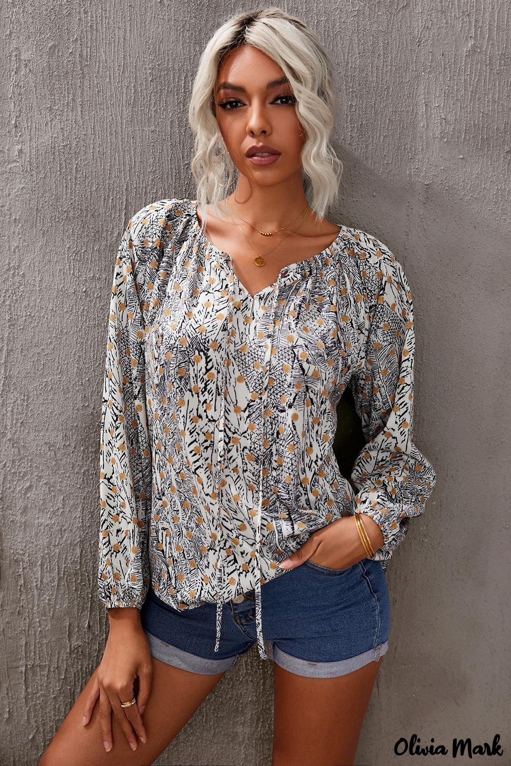 Deanwangkt - Abstract Print Puff Sleeve Blouse - Deanwangkt