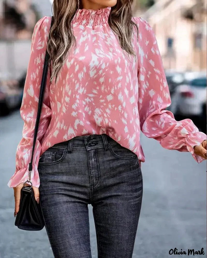 Deanwangkt - Long sleeve top with all over print and ruched detail - Deanwangkt