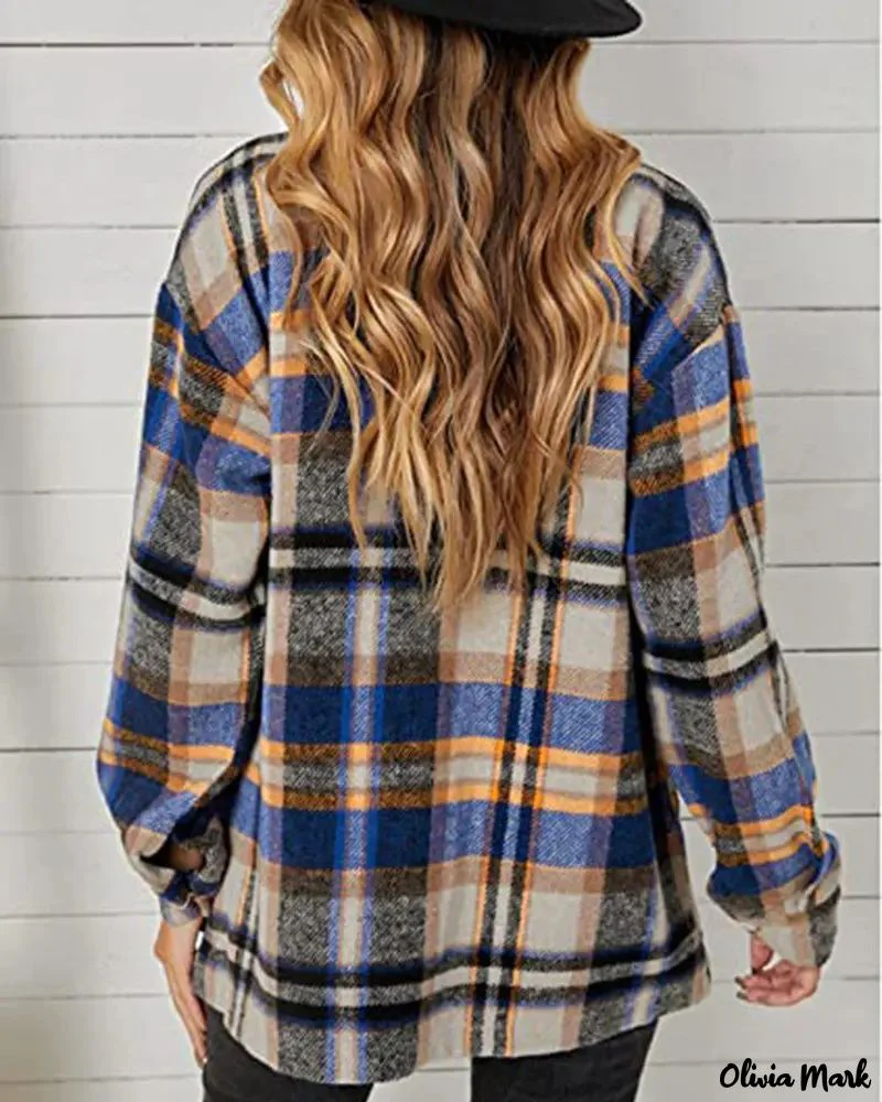 Deanwangkt - Plaid Print Long Sleeve Button Up Jacket - Deanwangkt