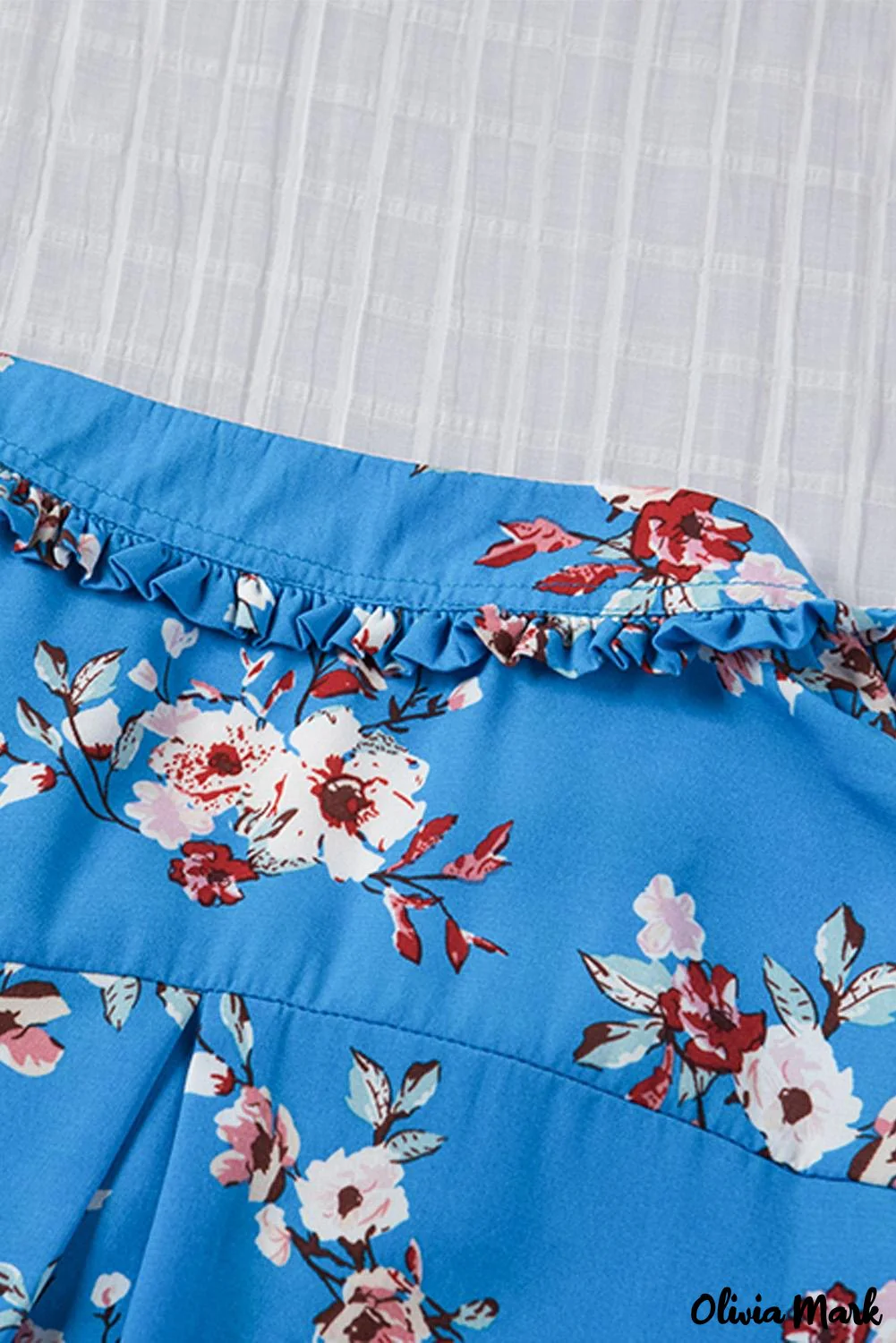 Deanwangkt - Blue Floral Print Button Up Puff Sleeve Blouse - Deanwangkt