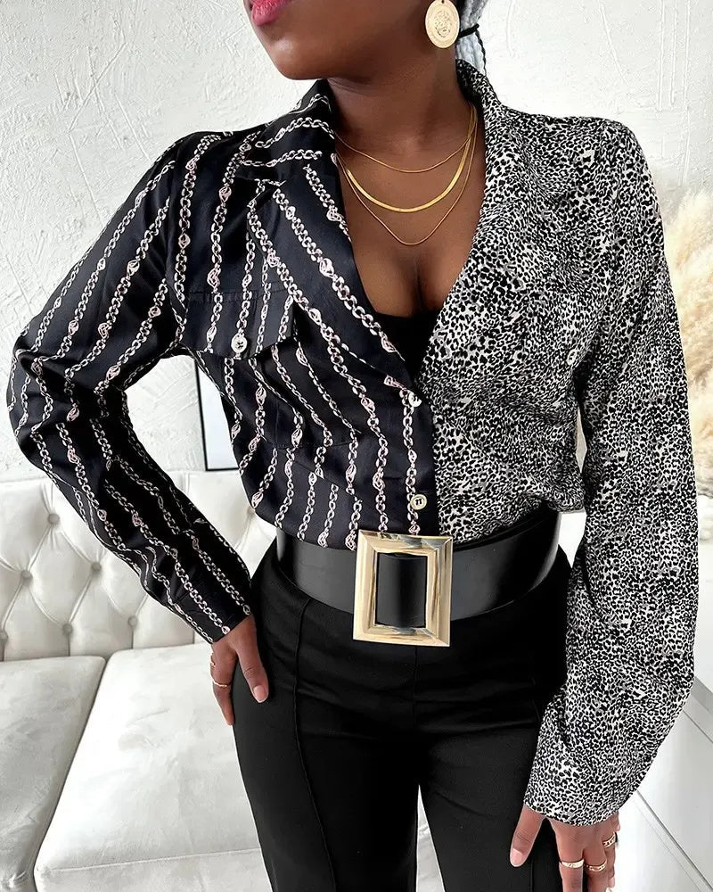 Deanwangkt - Snakeskin Print Long Sleeve Button Down Shirt - Deanwangkt