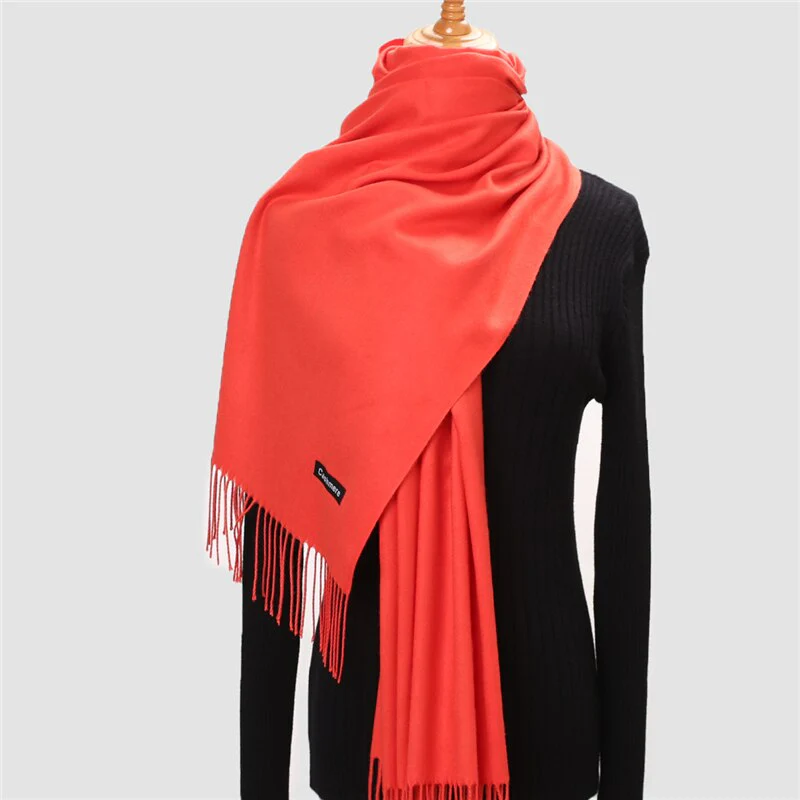 Christmas Gift Deanwangkt Winter Scarf For Women Long Warm Cashmere Scarves Hijab Solid Lady Shawl Wrap Female Pashmina Bandana Head Scarfs Echarpe - Deanwangkt