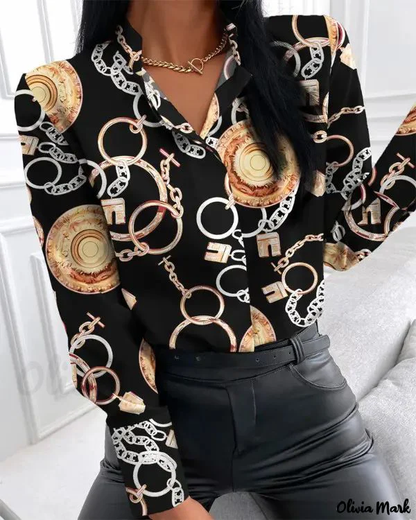 Deanwangkt - Baroque Scarf Print Long Sleeve Button Down Shirt - Deanwangkt