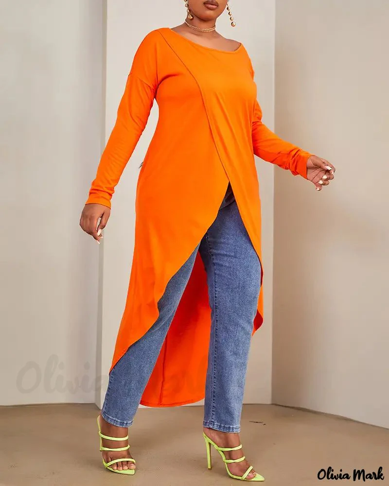 Deanwangkt - Long Sleeve Asymmetric Hem Top - Deanwangkt