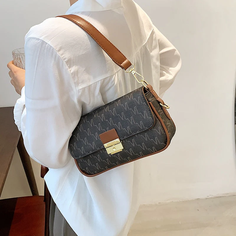 Back To College Deanwangkt Retro Letter PU Leather Small Underarm S Crossbody Bags For Women Travel Shoulder Purses And Handbag - Deanwangkt