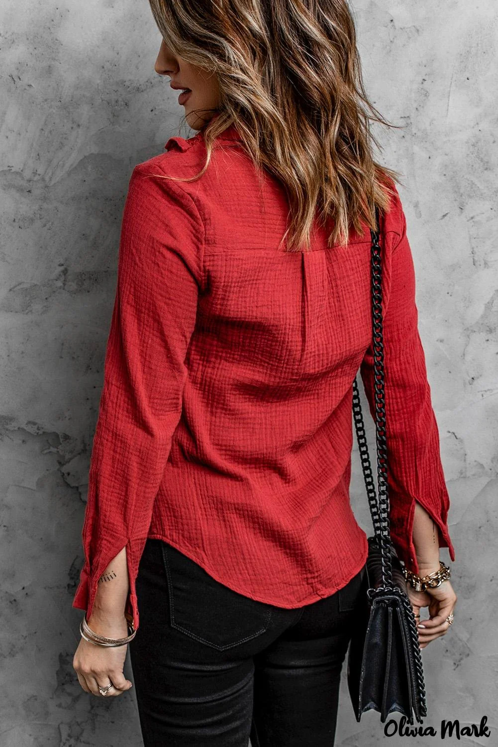 Deanwangkt - White Ruffle Crinkle Long Sleeve Shirt - Deanwangkt