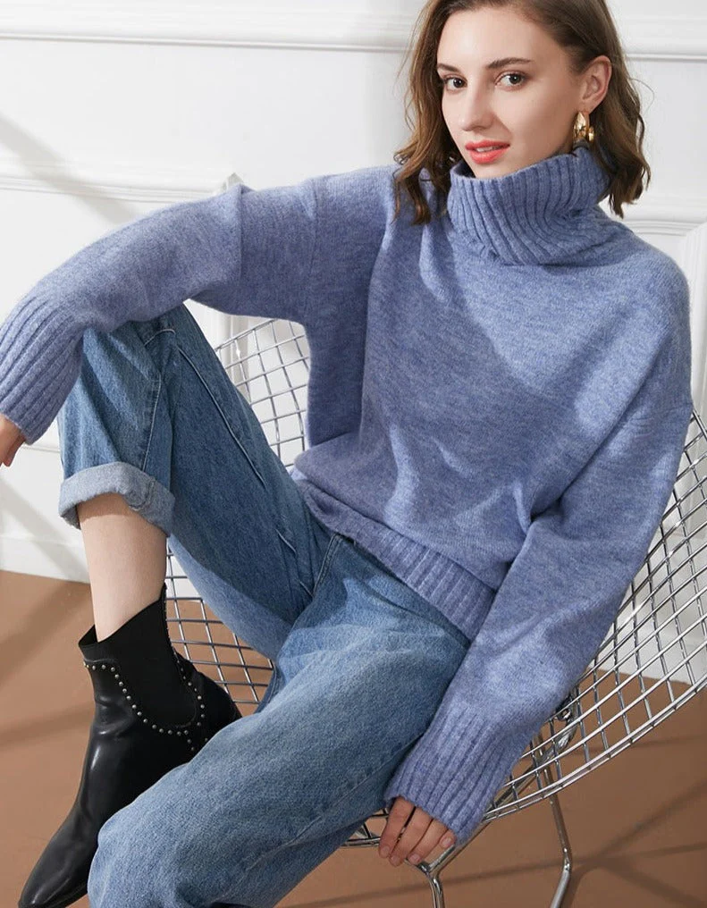 Christmas Gift autumn Winter casual cashmere oversize thick Sweater pullovers Women loose Turtleneck women's sweaters jumper - Deanwangkt