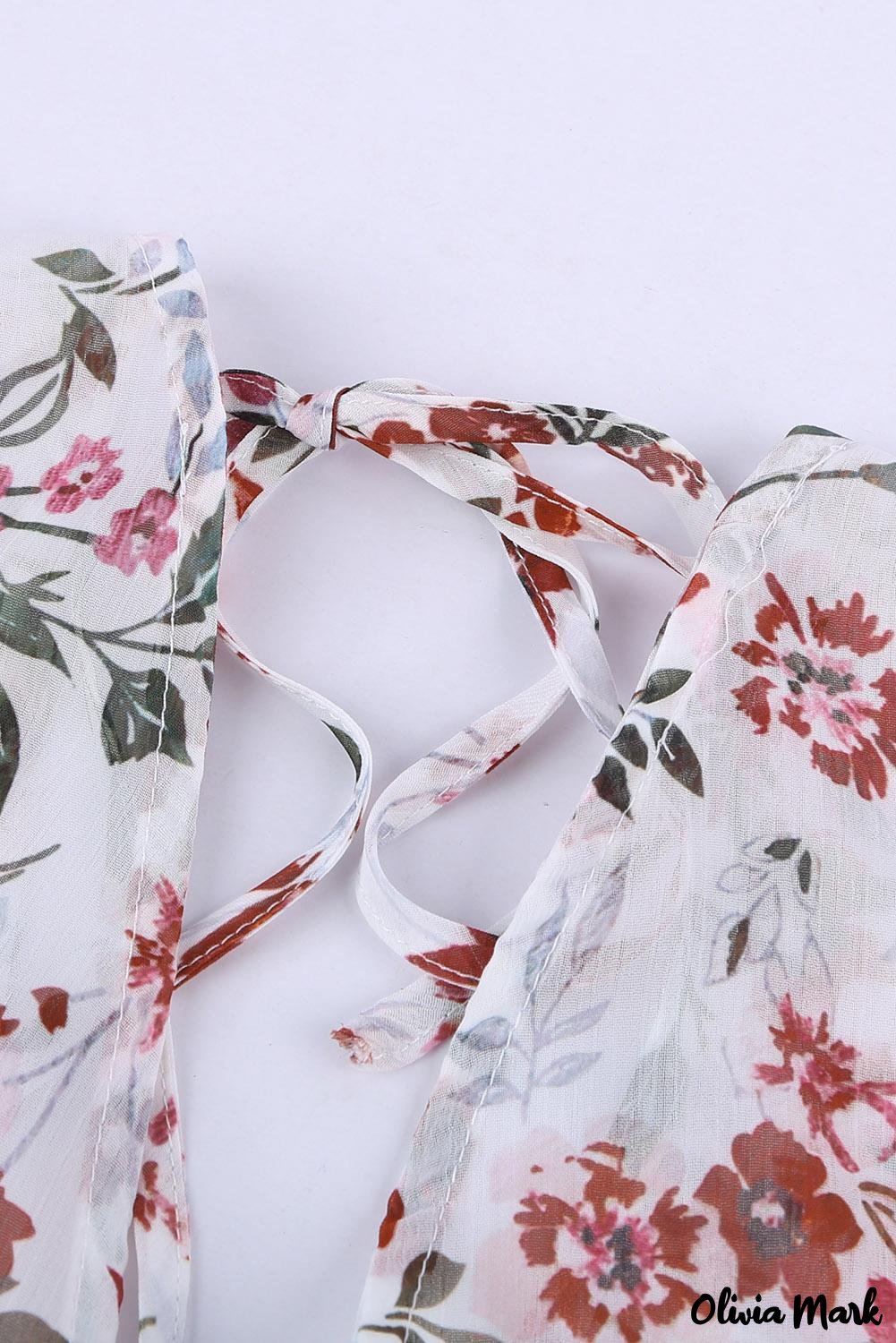 Deanwangkt - Multicolor Draped V-Neck Floral Lantern Sleeve Blouse - Deanwangkt
