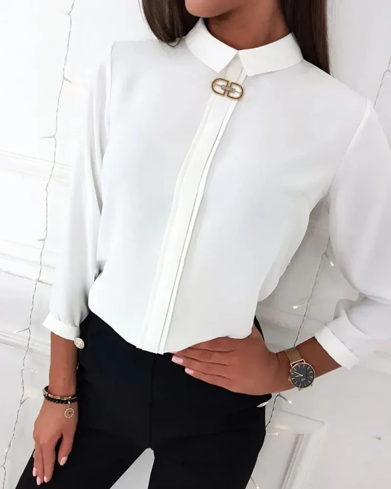 Deanwangkt - Plain Long Sleeve Casual Shirt - Deanwangkt