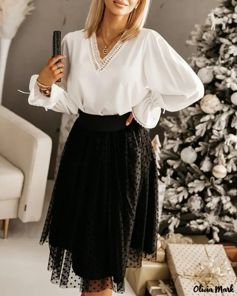 Deanwangkt - Contrast Lace Long Sleeve Top - Deanwangkt