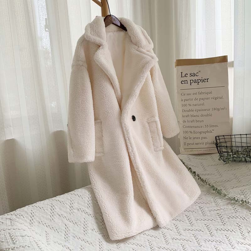 Christmas Gift Deanwangkt Winter Thicken Warm Faux Fur Teddy Coat Women Fashion Basic Lambswool Oversized Jacket Coats Street Fluffy Long Overcoat - Deanwangkt