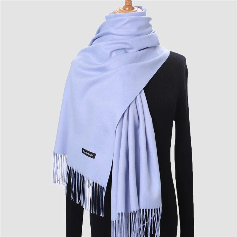 Christmas Gift Deanwangkt Winter Scarf For Women Long Warm Cashmere Scarves Hijab Solid Lady Shawl Wrap Female Pashmina Bandana Head Scarfs Echarpe - Deanwangkt