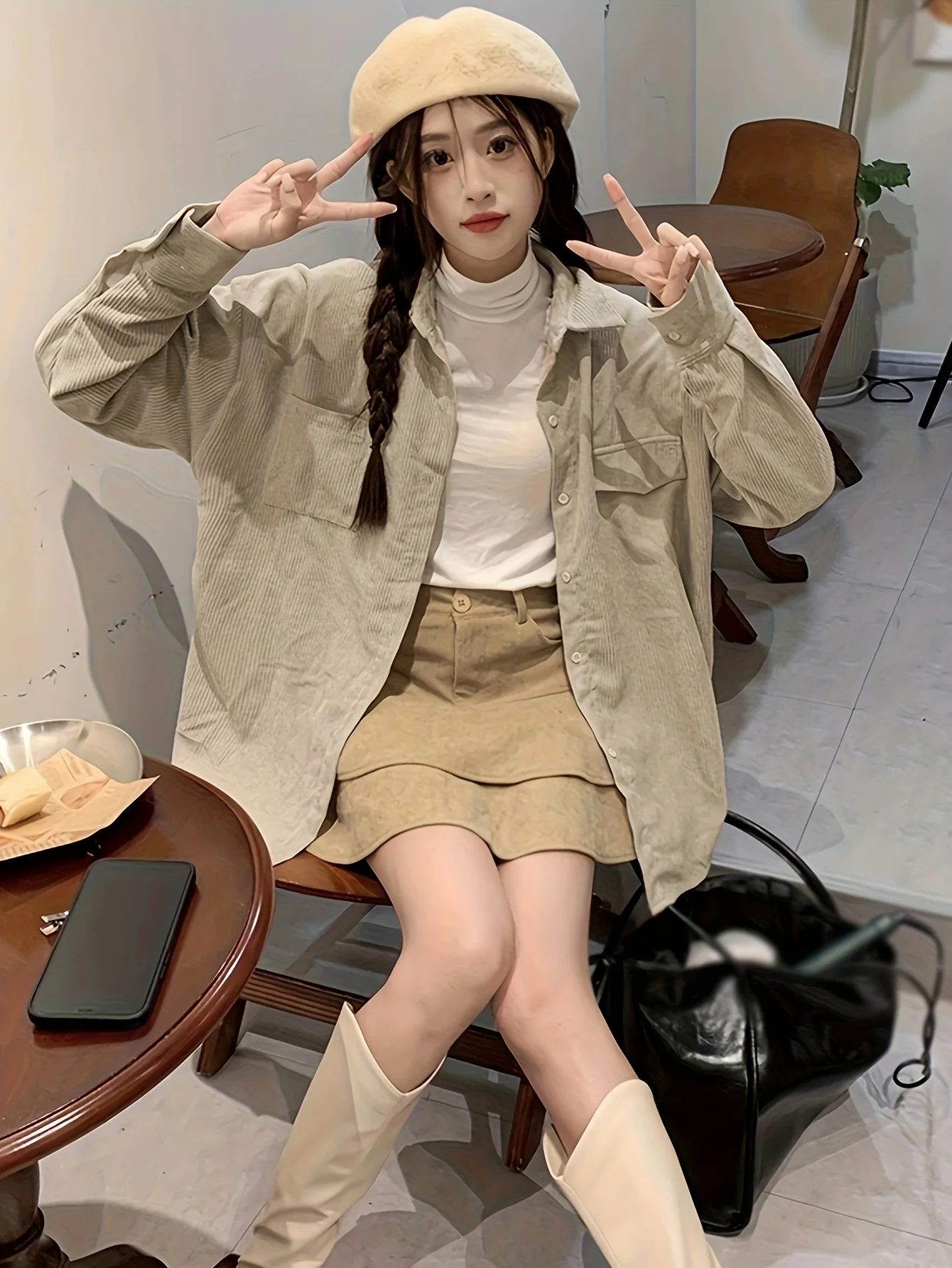 Pocket Polo Collar Button Shirt, Casual Long Sleeve Shirt For Spring & Fall, Women's Clothing - Deanwangkt