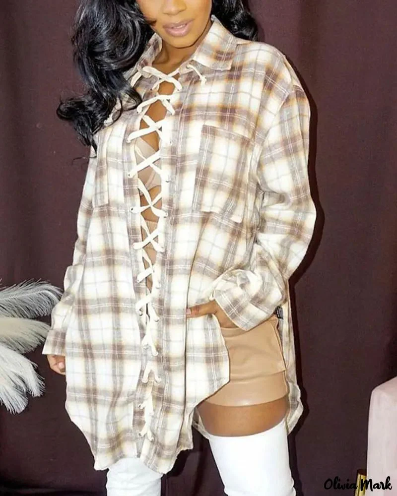 Deanwangkt - Plaid top with eyelets and laces - Deanwangkt