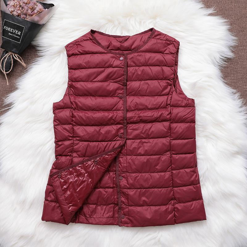 Black Friday Sales New Causal Women White Duck Down Vest Ultra Light Vest Jacket Winter Weightless Round Collar Sleeveless Coat Outwear - Deanwangkt