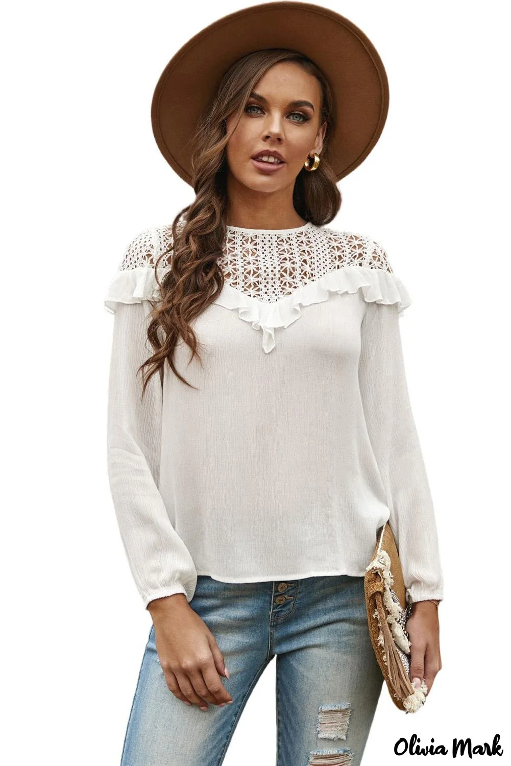 Deanwangkt - White blouse with long sleeves and ruffles - Deanwangkt