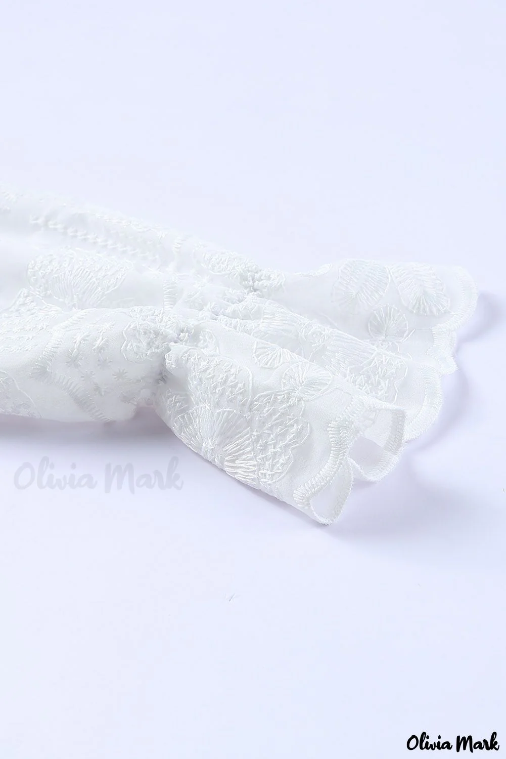 Deanwangkt - White Lace Embroidered Ruffled Button Down Long Sleeve Shirt - Deanwangkt