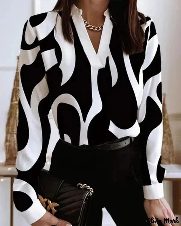 Deanwangkt - Abstract Print Color Block Long Sleeve Top - Deanwangkt