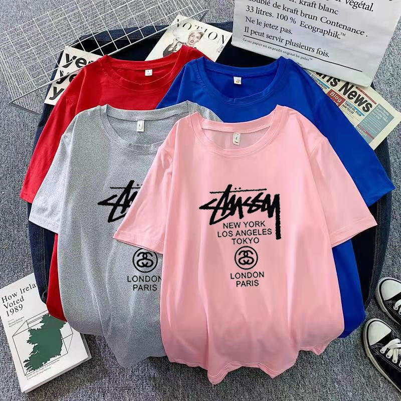 Christmas Gift Deanwangkt Couple Outfit Printing Collarless Youth Leisure Grey Straight Tube Summer Ordinary Short Sleeve Cotton Men's Women Wear New - Deanwangkt