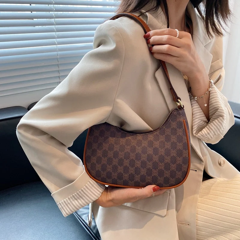 Back To College Deanwangkt Half-Moon Retro PU Leather Small Underarm S Handbag And Purses For Women Winter Fashion Trends Brand Shoulder Bag - Deanwangkt