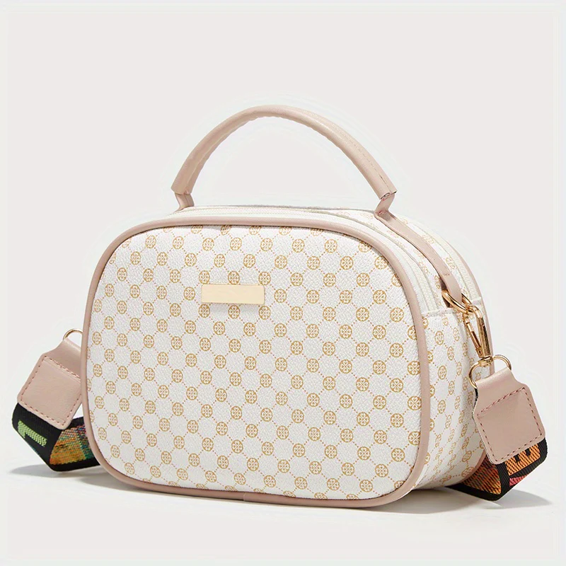 deanwangkt-1  Polka Dot Print Handbag, Fashion Small Crossbody Bag, Women's Double Zipper Purse - Deanwangkt