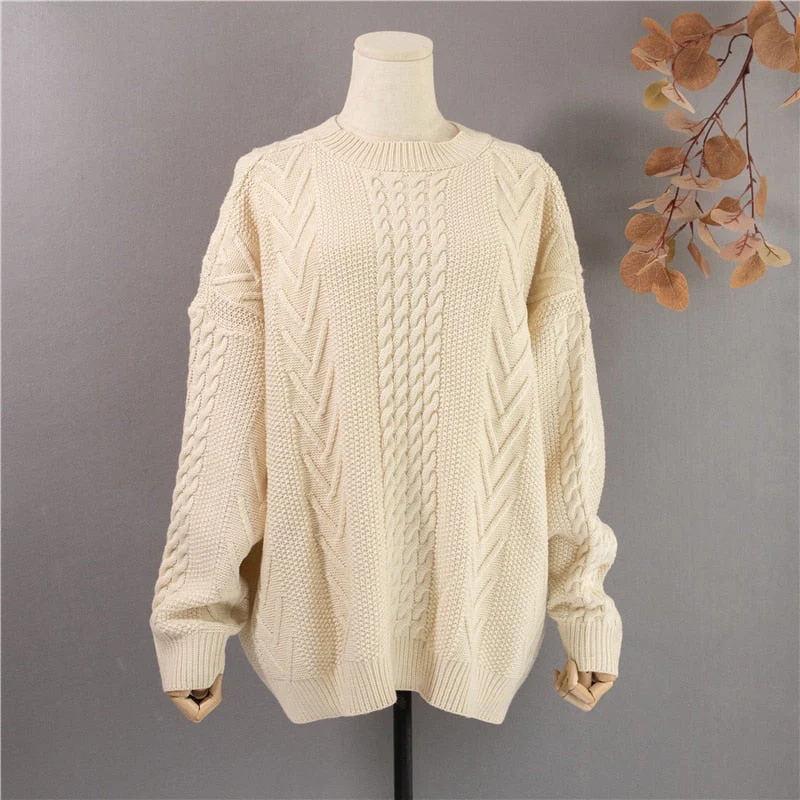 Christmas Gift  Deanwangkt New Winter Spring Women Sweaters Pullovers Minimalist Knitting Elegant Casual Loose Ladies Vintage Tops SW1161 - Deanwangkt