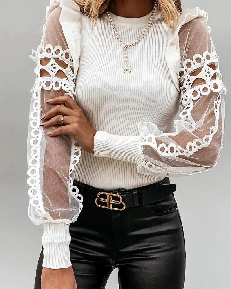 Deanwangkt - Plain lace blouse with long sleeves - Deanwangkt