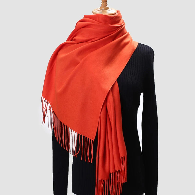 Christmas Gift Deanwangkt Winter Scarf For Women Long Warm Cashmere Scarves Hijab Solid Lady Shawl Wrap Female Pashmina Bandana Head Scarfs Echarpe - Deanwangkt
