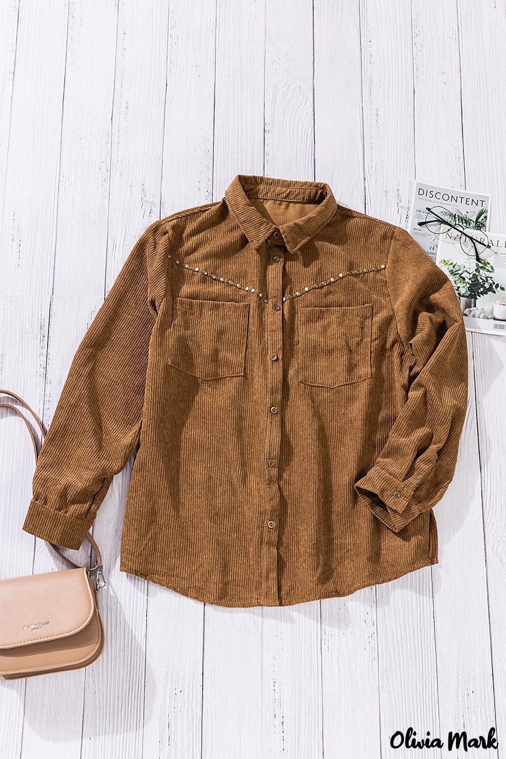 Deanwangkt - Beige corduroy buttoned long sleeve shirt with pockets - Deanwangkt