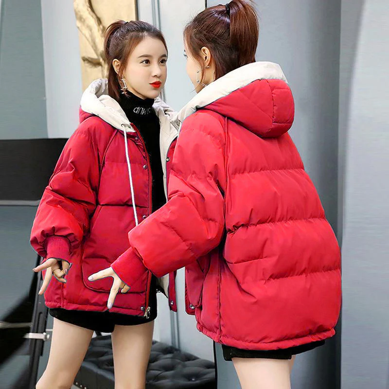 Christmas Gift Deanwangkt New Women's Coats Thicken Warm Cotton Padded Parka Female Outwear Winter Parkas Jacket Fashion Hooded Bread Service Jackets - Deanwangkt