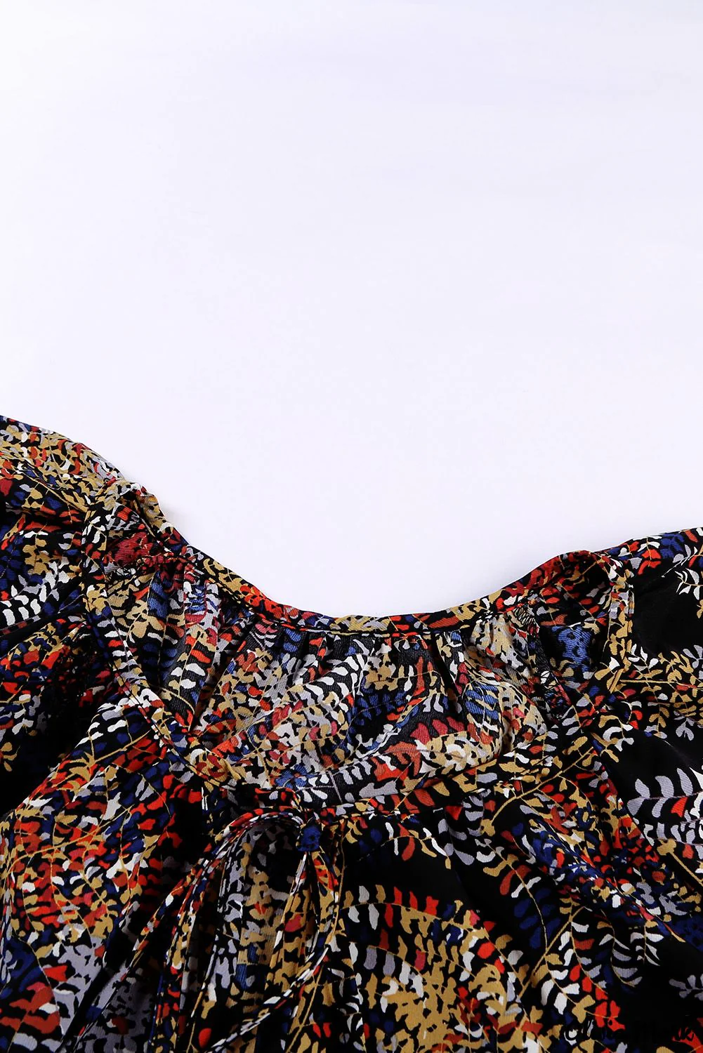 Deanwangkt - Fancy multicolored ruffled blouse with V-neck and short sleeves - Deanwangkt