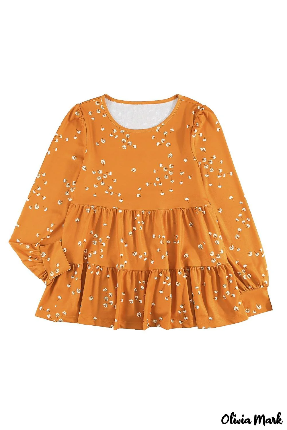 Deanwangkt - Floral Print Ruffle Long Sleeve Tunic Top - Deanwangkt
