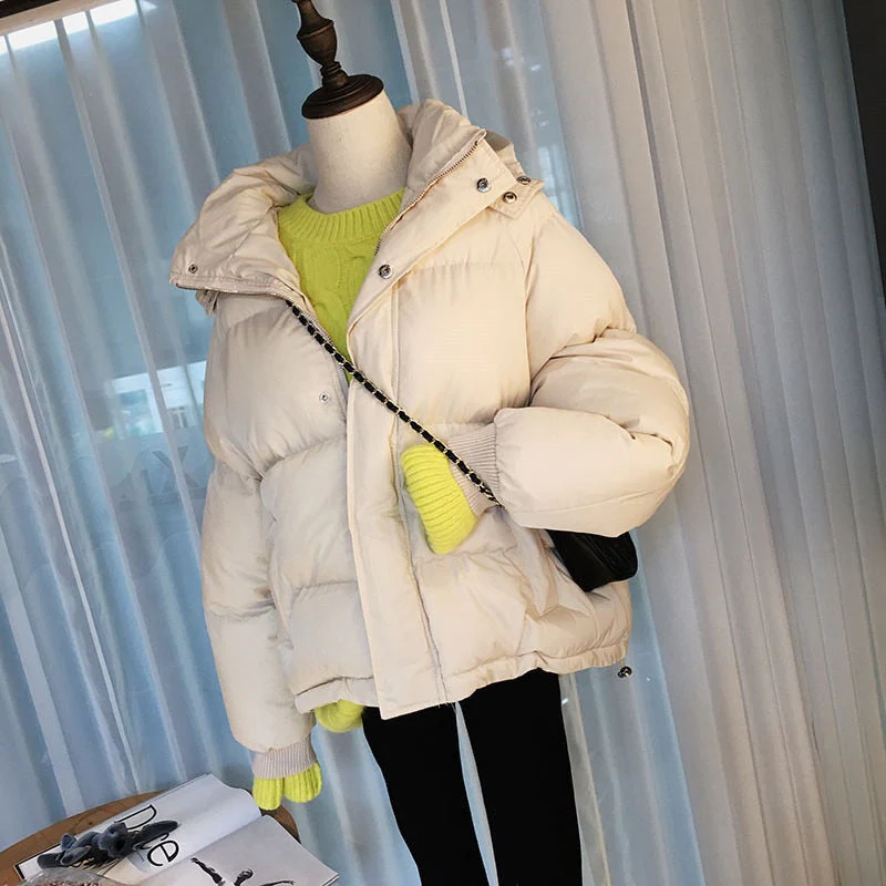 Christmas Gift Deanwangkt New Short Winter Jacket Women Warm Hooded Down Cotton Jacket Parkas Female Casual Loose Korean Cotton-padded Coat Outwear - Deanwangkt
