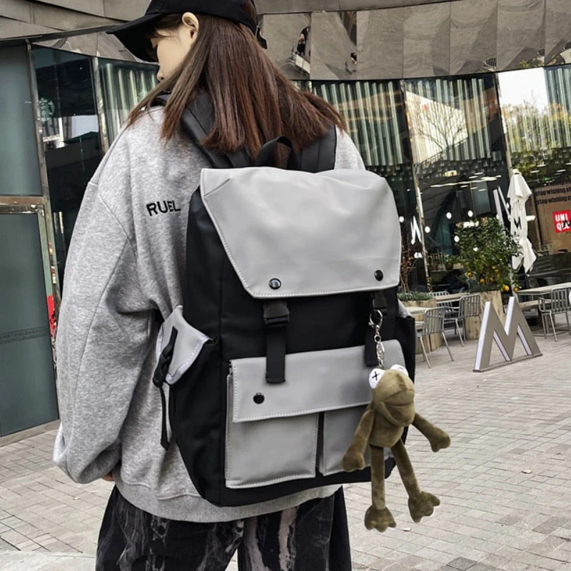 Back to school backpack High Capacity Men's For Laptop Backpacks For Teenagers Travel Bag Fashion Couple Schoolbags With Frog Pendant - Deanwangkt