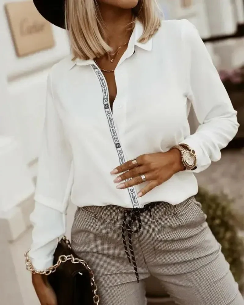 Deanwangkt - Long sleeve button down shirt with letter patch - Deanwangkt