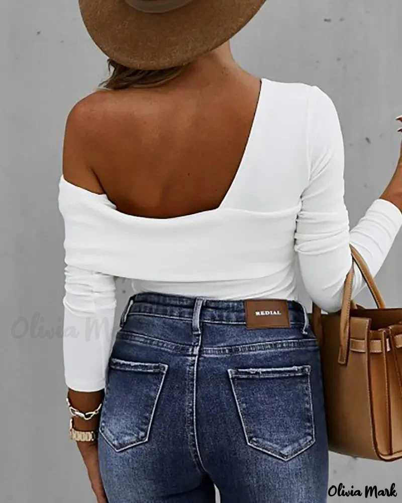 Deanwangkt - Irregular One Shoulder Long Sleeve Top - Deanwangkt