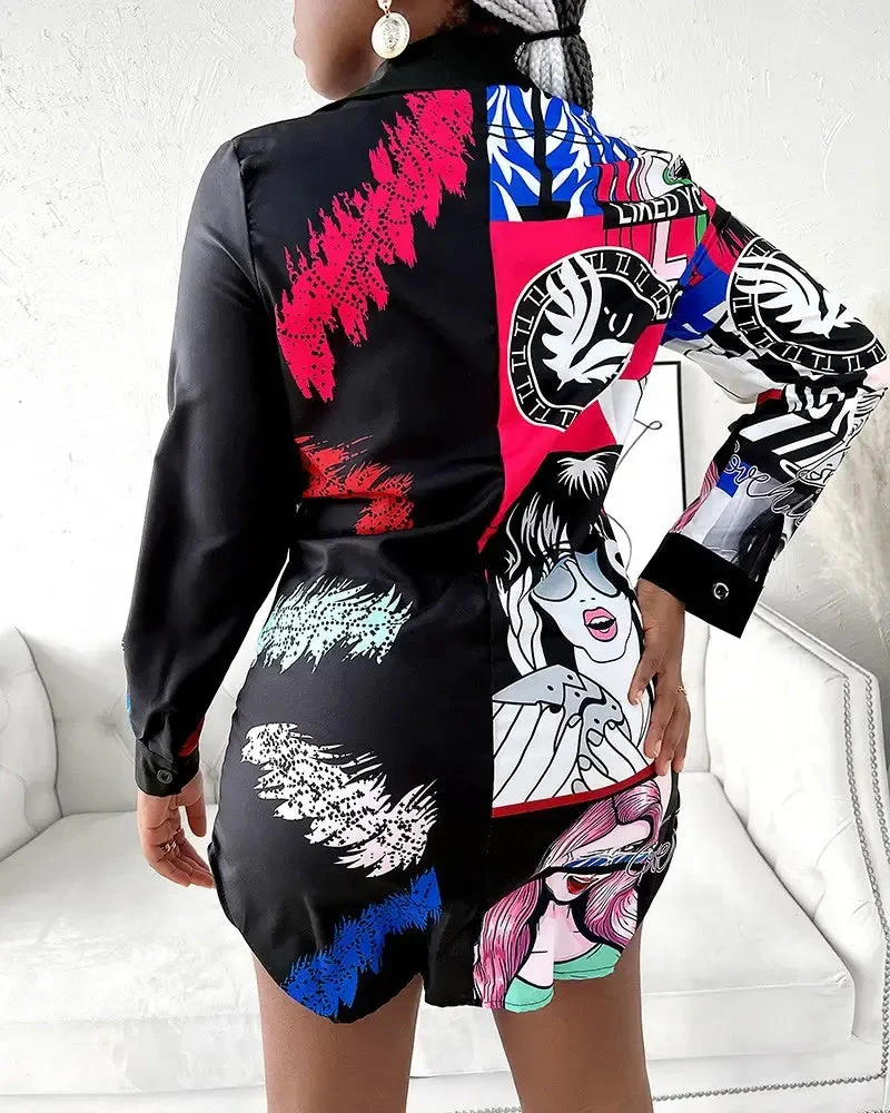 Deanwangkt - Letter Print Long Sleeve Button Down Shirt - Deanwangkt