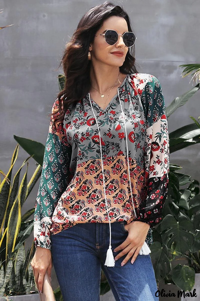 Deanwangkt - Multicolor Peasant Blouse With Floral Print - Deanwangkt