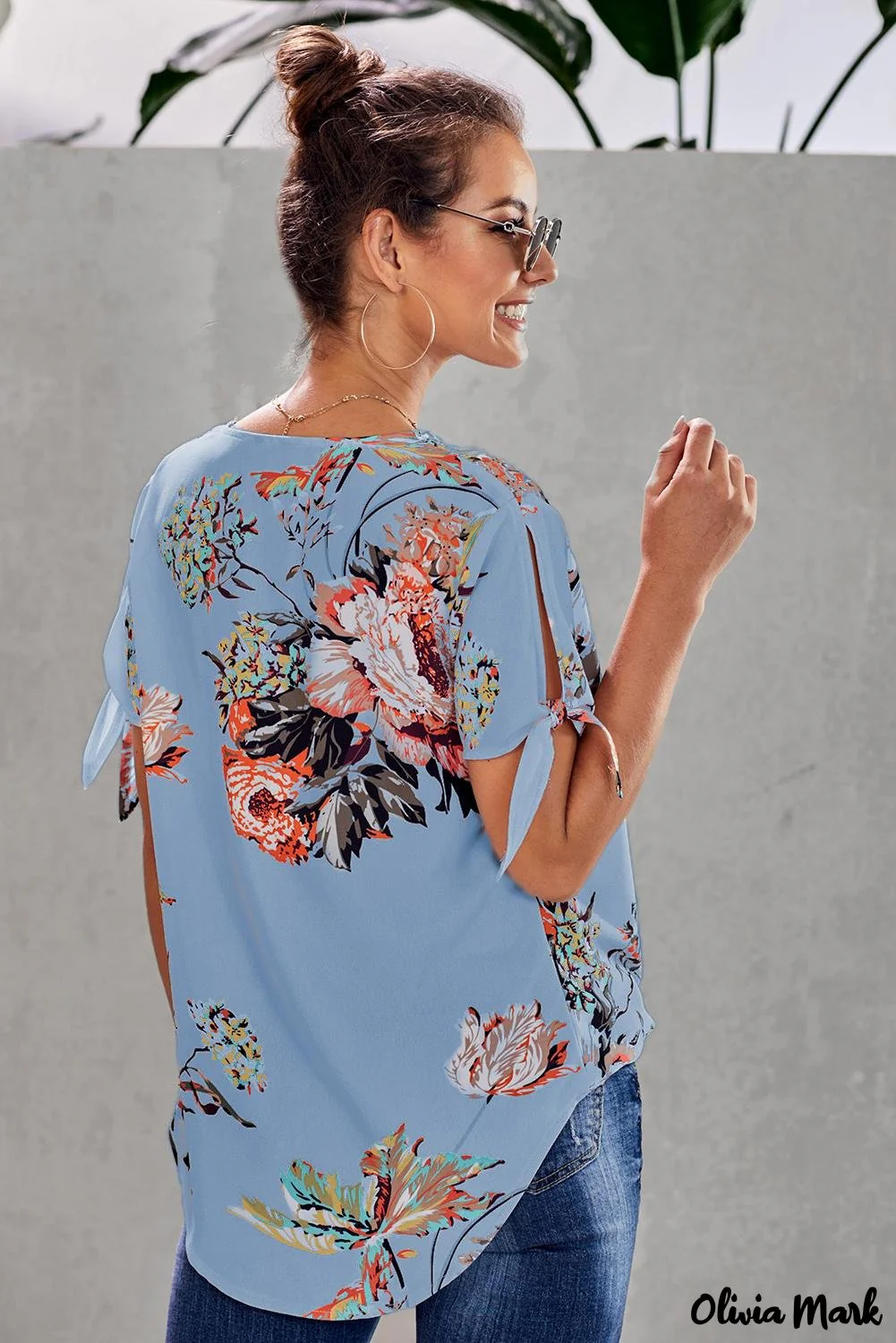 Deanwangkt - Orange Floral Twist Top - Deanwangkt