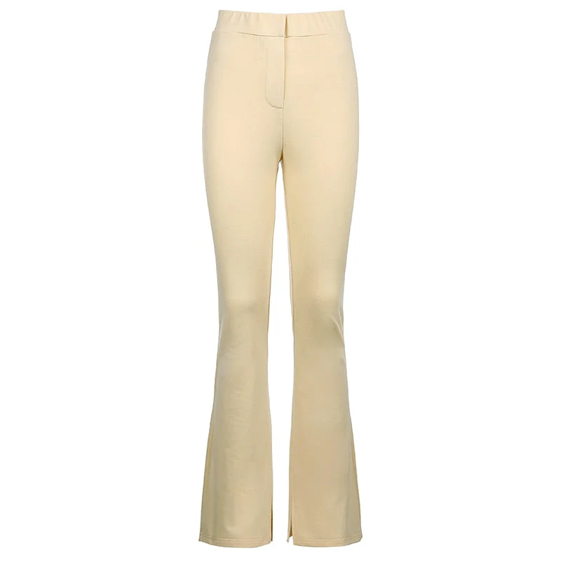 Casual Skinny Elastic High Waist Stretchy Sports Sweatpants Women Trousers Slit Fashion Flared Leggings Joggers Deanwangkt - Deanwangkt