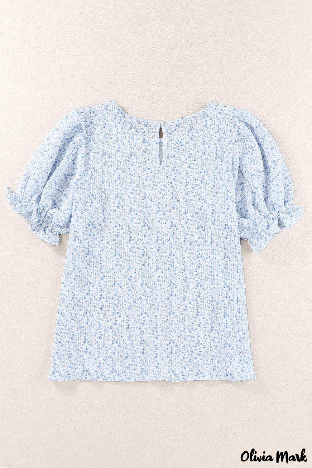 Deanwangkt - Black Floral Smocked Puff Sleeve Blouse - Deanwangkt