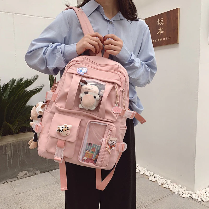 Back to school backpack Waterproof Nylon Female Schoolbag College Lady Laptop Backpacks Kawaii Girl Travel Book Bags Cute Large Capacity - Deanwangkt