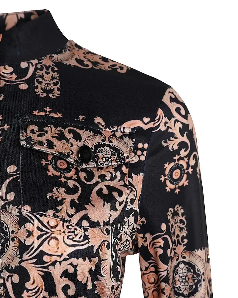 Deanwangkt - Baroque Print Long Sleeve Zip Top - Deanwangkt