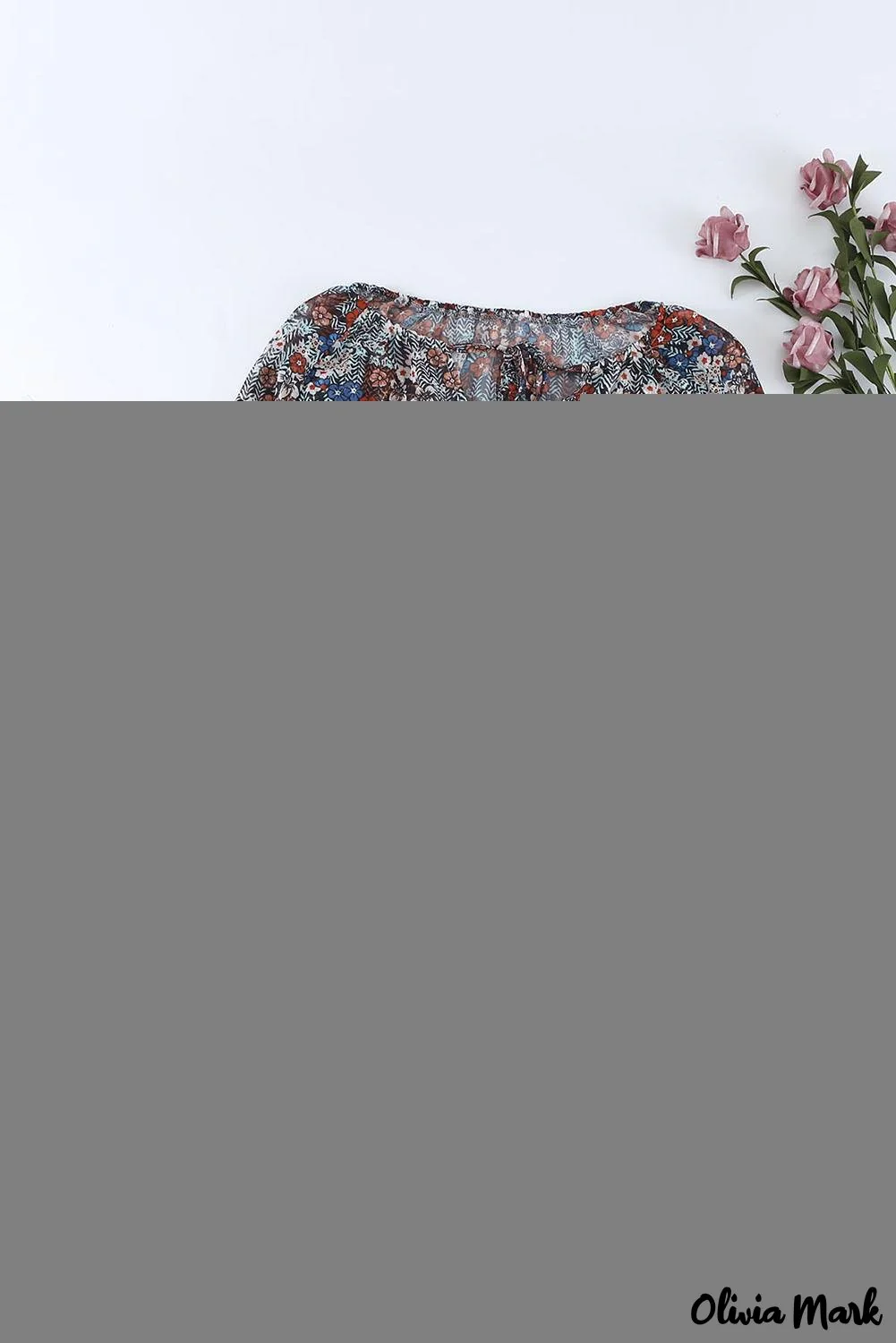 Deanwangkt - Multicolor Floral Print Drawstring Long Sleeve Blouse - Deanwangkt